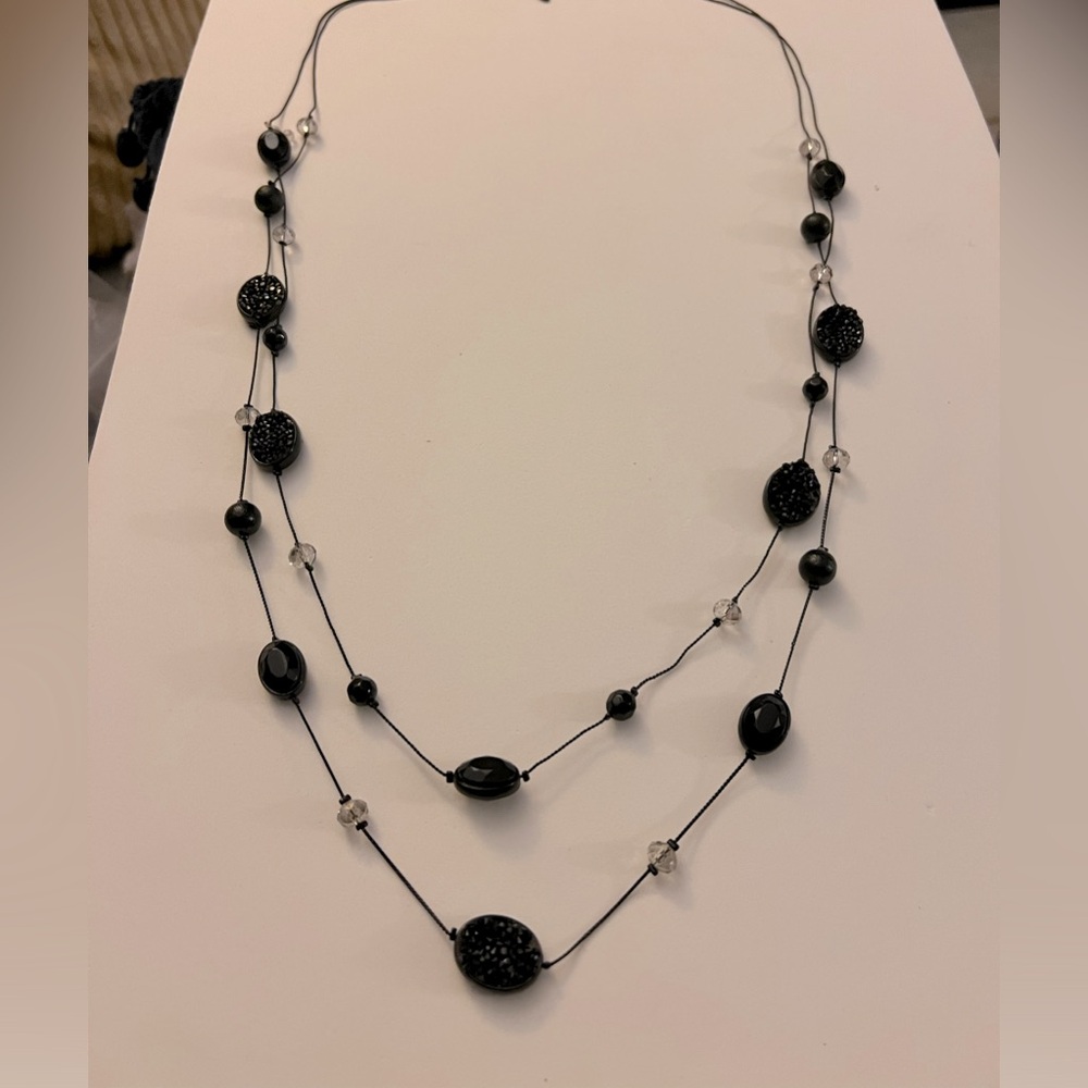 New York and Company Necklace with Sparkly Black Beads Formal Goth - Picture 1 of 5